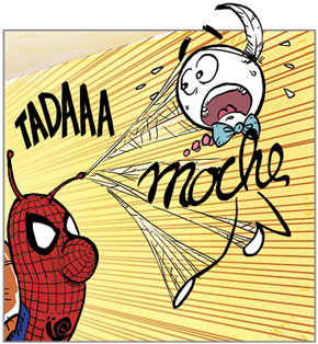 Dans BDicoville, Oscar est un super héros car il est à la fois Sherlock Homes, Spiderman, etc. Orthographe, etimologie.